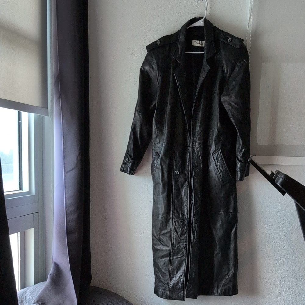 Black Leather Trench Coat